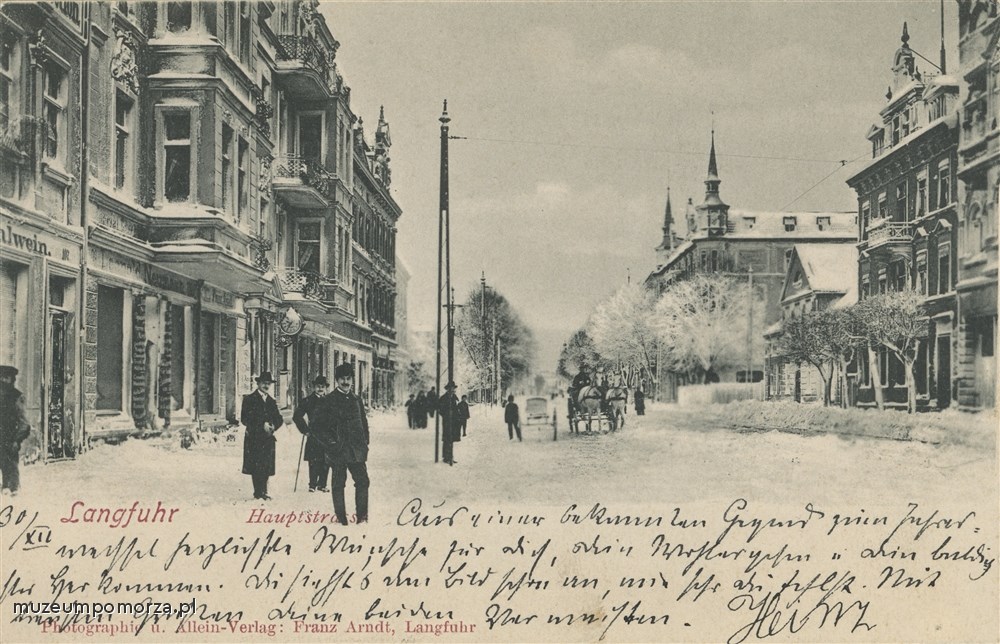 Gdańsk, ulica Grunwaldzka zimą