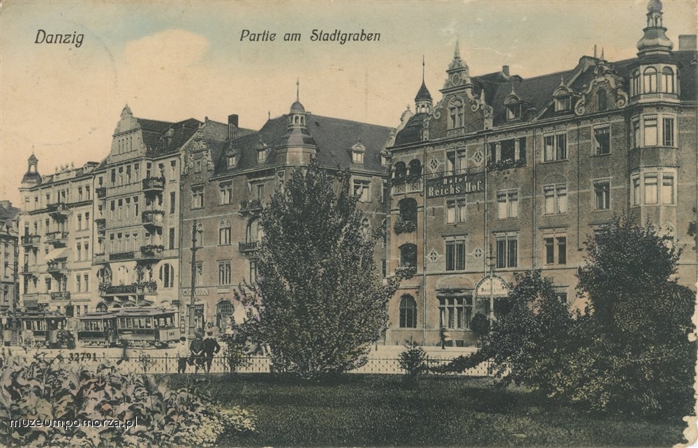 Gdańsk Podwale Grodzkie (fragment), Danzig Partie am Stadtgraben