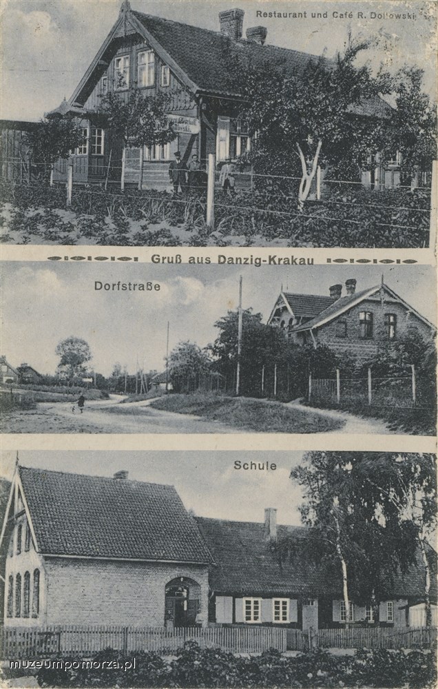 Gdańsk - Krakowiec, restauracja, droga i szkoła.  