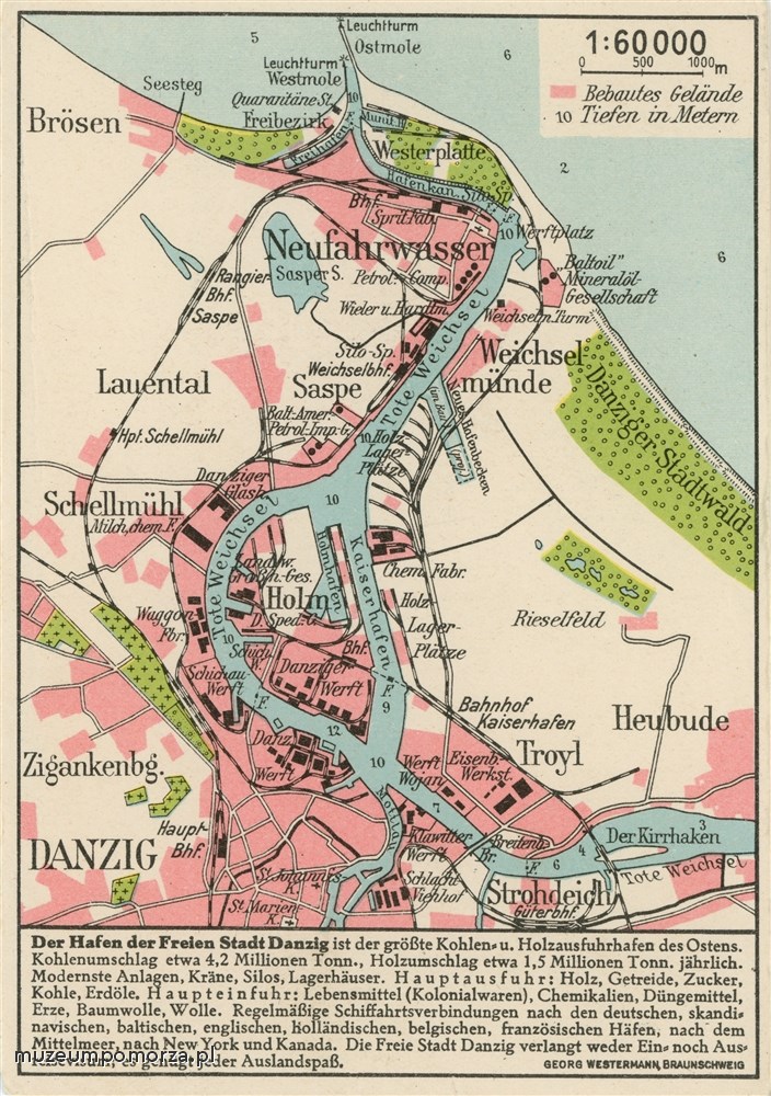 Gdańsk, mapa Wolnego Miasta Gdańska
