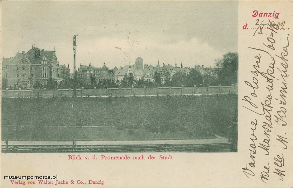 Panorama miasta Gdańska roztaczająca się  z ul. 3 Maja, Danzig v. d. Promenade nach der Stadt
