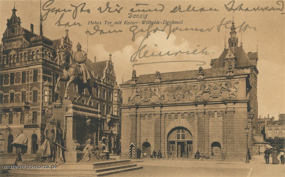 Gdańsk, Brama Wysoka (Wyżynna) i pomnik cesarza Wilhelma I
