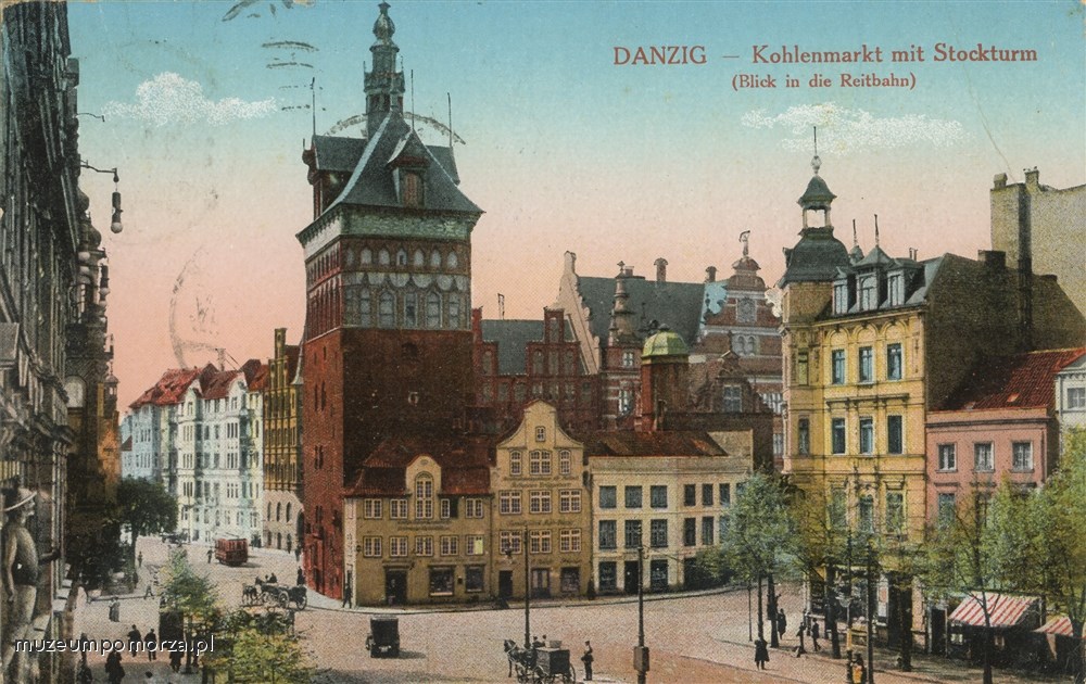 Gdańsk, Targ Węglowy z Wieżą Więzienną (widok na ul. Bogusławskiego), Danzig Kohlenmarkt mit Stockturm (Blick in die Reitbahn)