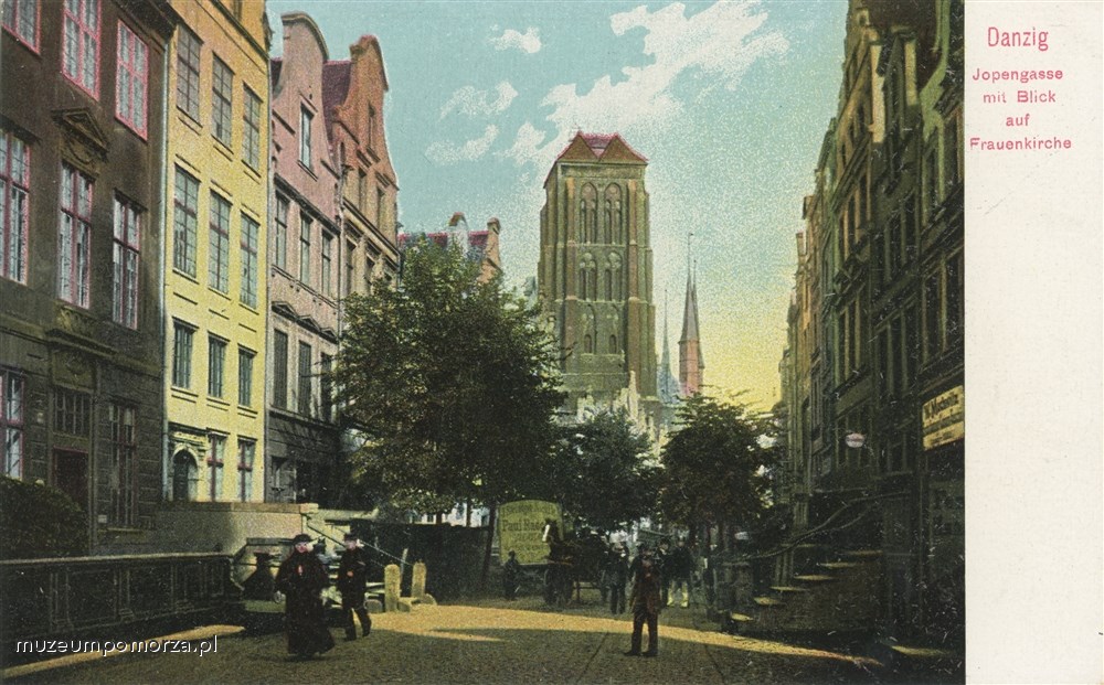 Gdańsk, ul. Piwna z widokiem na kościół Wniebowzięcia NMP, Danzig Jopengasse mit Blick auf Frauenkirche