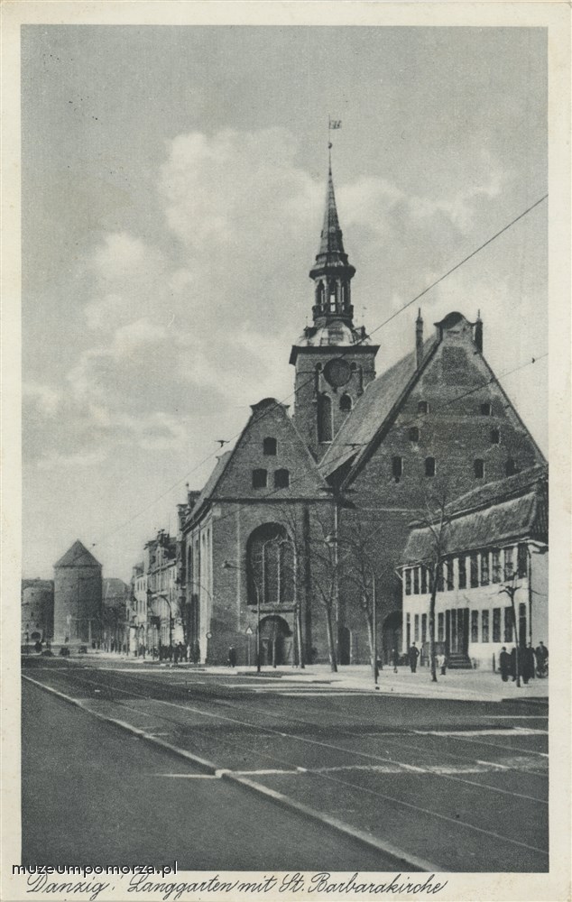 Gdańsk, Długie Ogrody, Danzig Langgarten mit. St. Barbarakirche