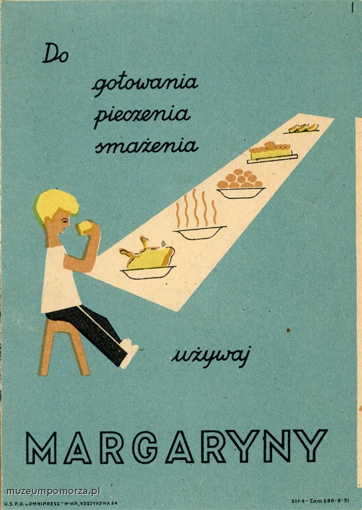 Tył okładki rozkładanego folderu reklamującego margarynę