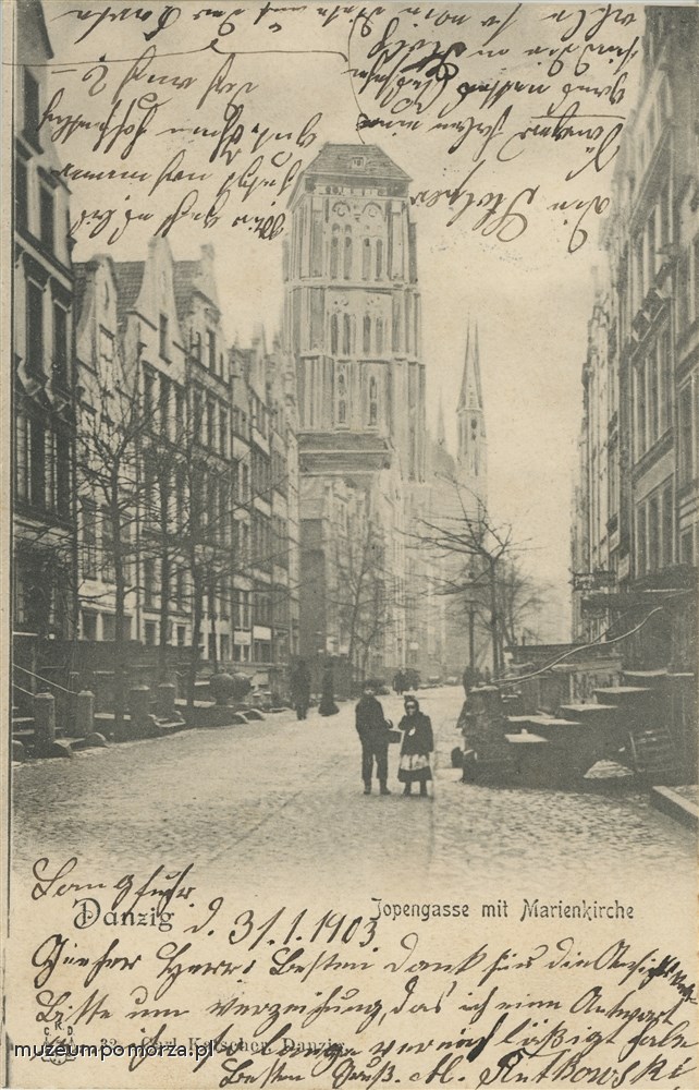 Gdańsk, Piwna, widok w kierunku Bazyliki Mariackiej