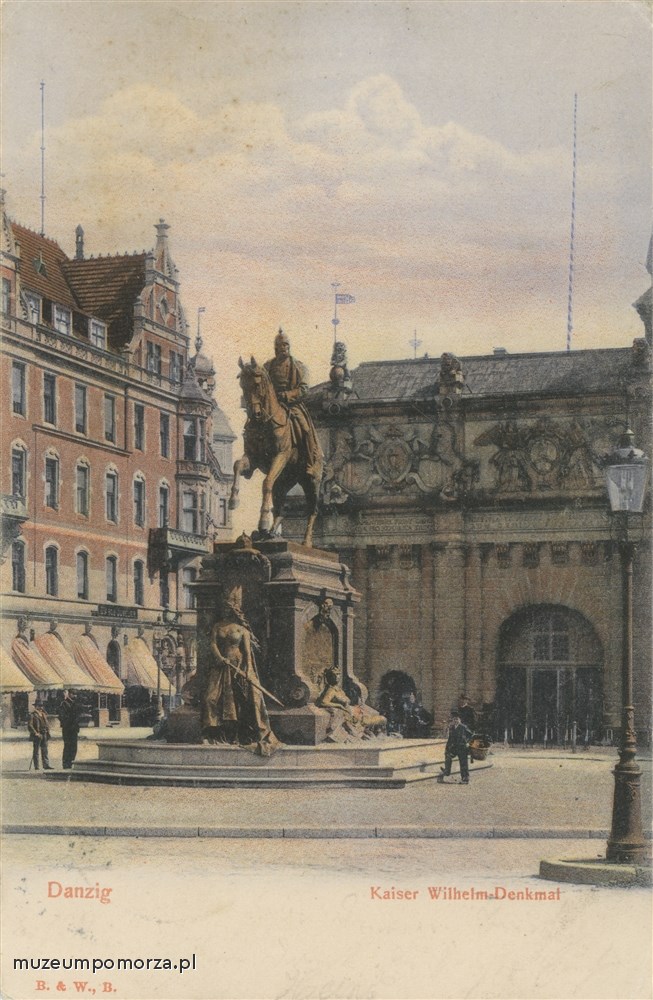 Gdańsk, pomnik cesarza i hotel i brama