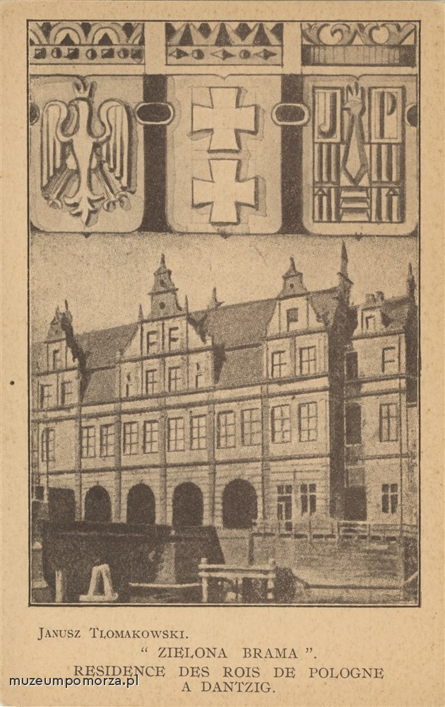 Gdańsk, Karta pocztowa z Zieloną Bramą