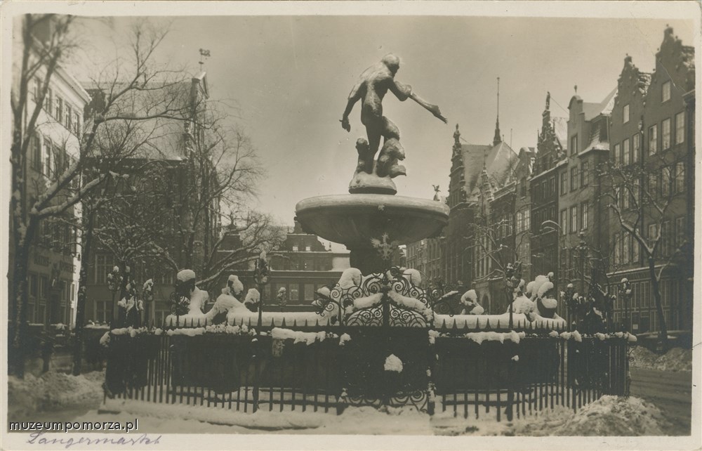Gdańsk, Fontanna Neptuna zimą