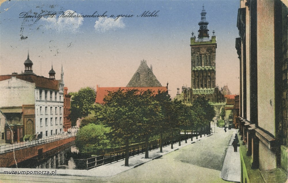 Gdańsk, św Katarzyna i ulice wokół Tarczy