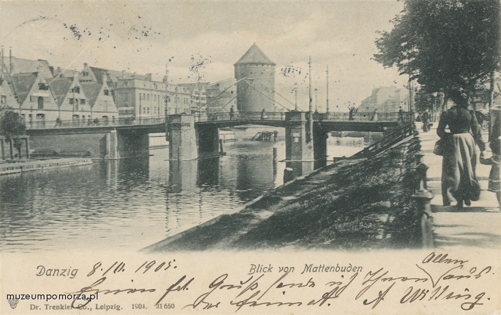 Gdańsk, Most Rogoźników zwany też Mostem Matników (Mattenbuden Brücke).