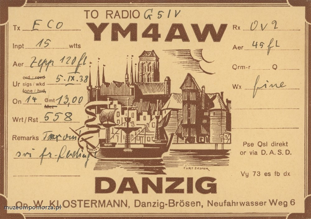 Karta QSL potwierdzająca nawiązanie amatorskiej łączności radiowej