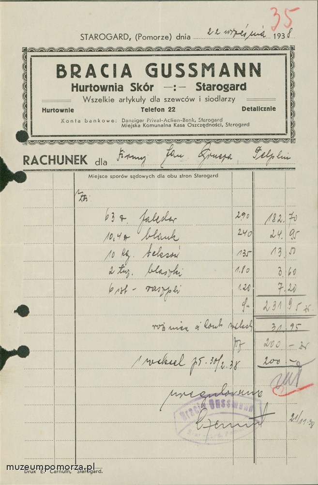 Starogard Rachunek